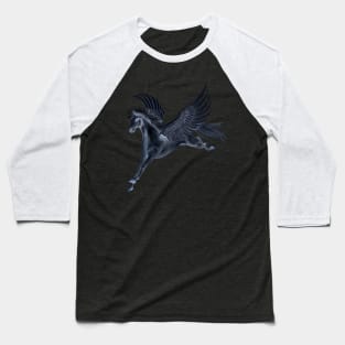 Black Pegasus Flying Baseball T-Shirt